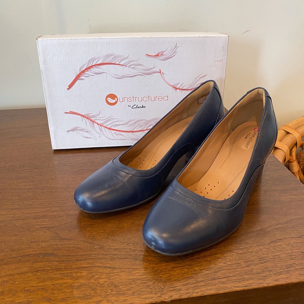 Unstructured By Clarks Un Cosmo Step Navy Leather… - image 1